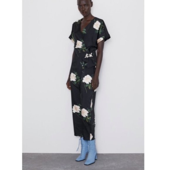 Zara Pants - *NEVER WORN * ZARA PRINTED WRAP JUMPSUIT